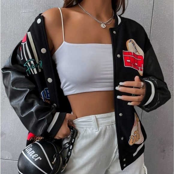 Graphic Colorblock Varsity Jacket 🍒 - Picture 3 of 5